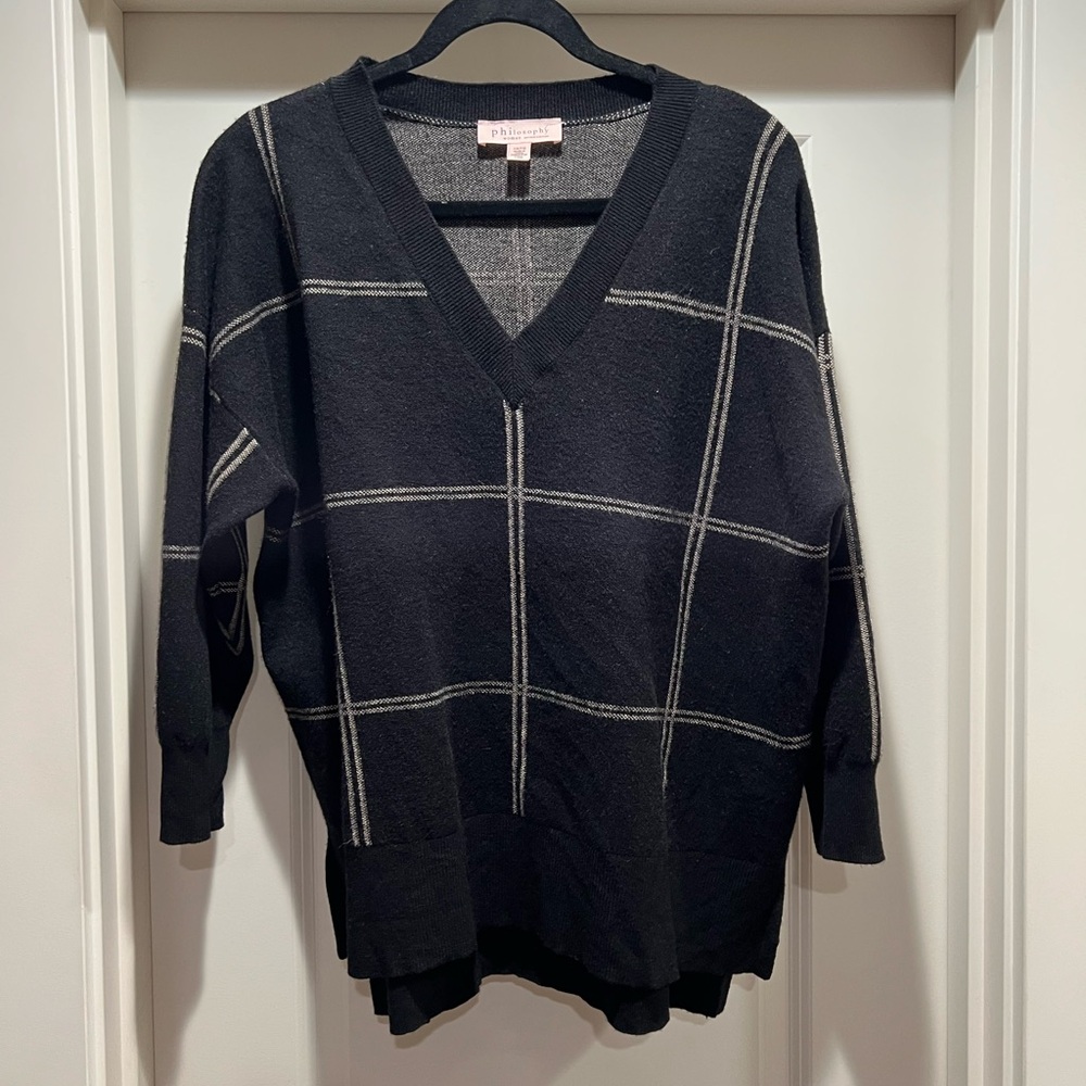 Philosophy Black and Gray V-Neck Sweater
